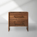Miller Closed Nightstand with Solid Walnut Wood Nightside Table TWO-Drawer Cabinet
