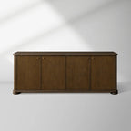 Warby Oak Sideboard Buffet Storage Cabinet Mocha Media TV Cabinet Wood Four Doors Entryway Cabinet