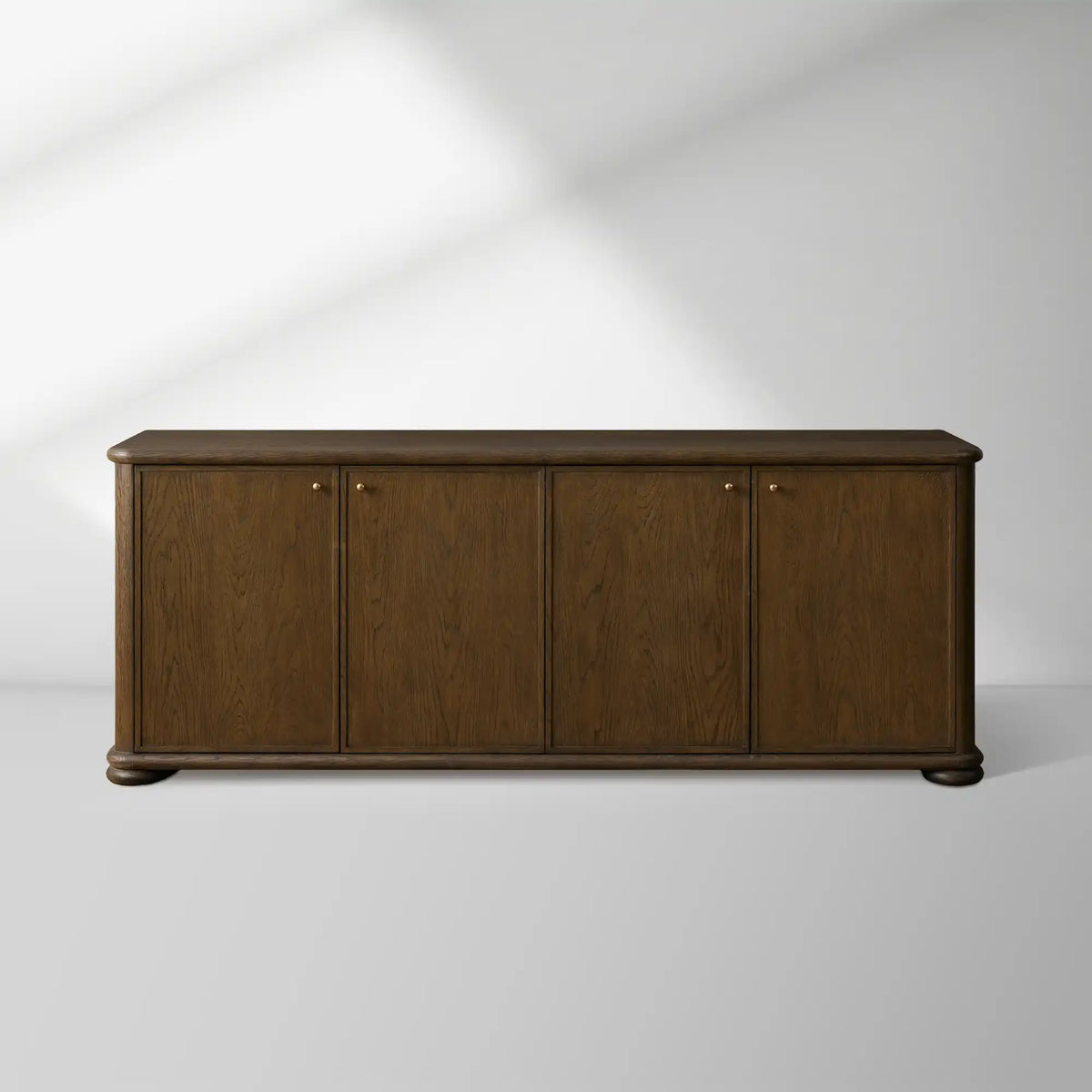 Warby Oak Sideboard Buffet Storage Cabinet Mocha Media TV Cabinet Wood Four Doors Entryway Cabinet