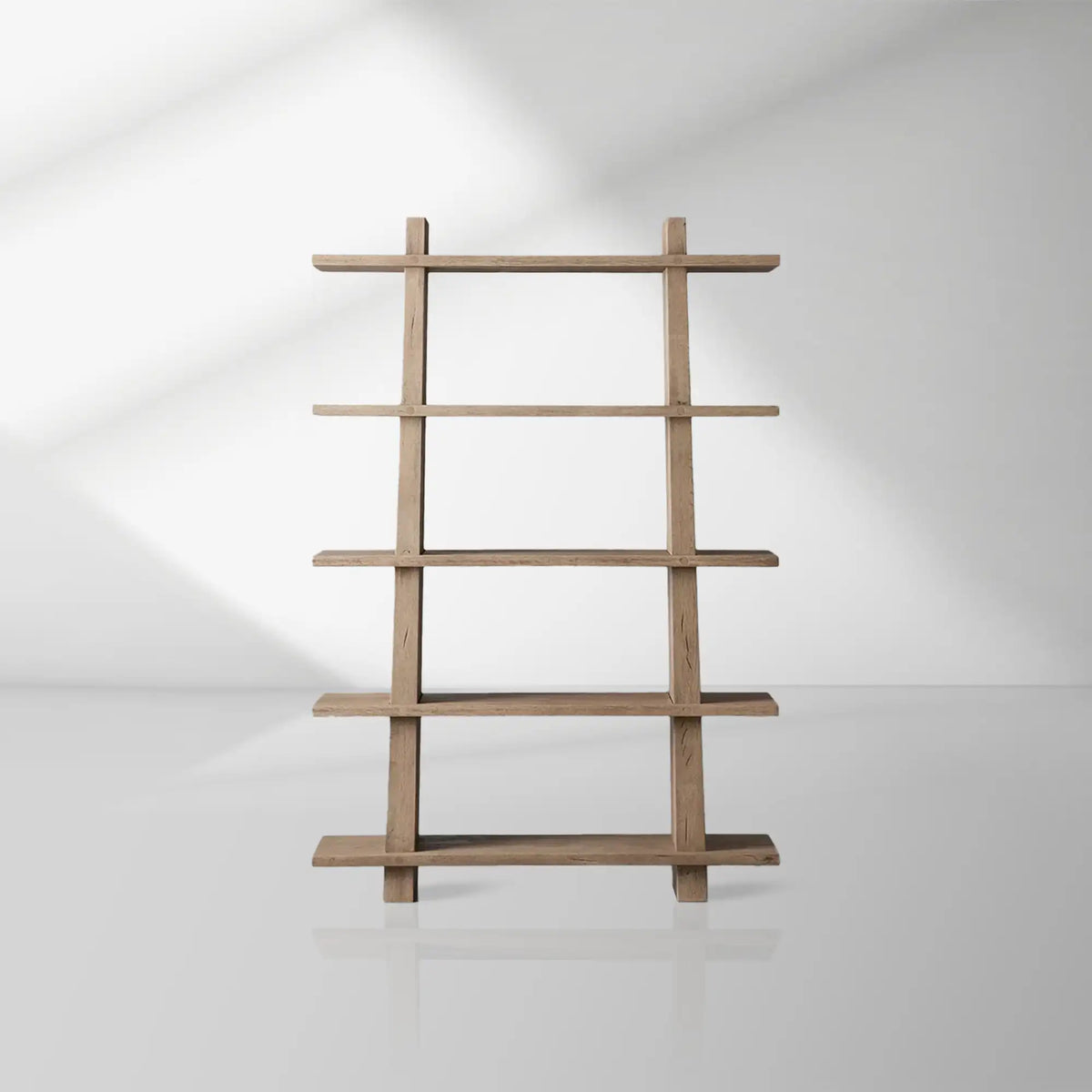 Paleta Open Storage Bookcase Solid Oak Wood Display Tall Cabinet