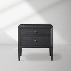 Lenox Wood Nightstand with Solid Mindi Wood & Veneers Nightside Table with TWO-Drawer Cabinet Chest French Antique Style