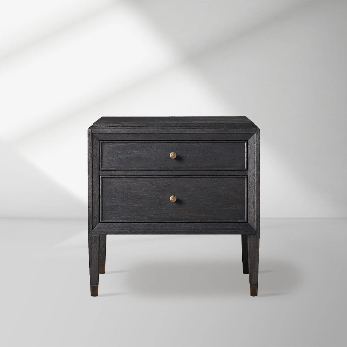 Lenox Wood Nightstand with Solid Mindi Wood & Veneers Nightside Table with TWO-Drawer Cabinet Chest French Antique Style