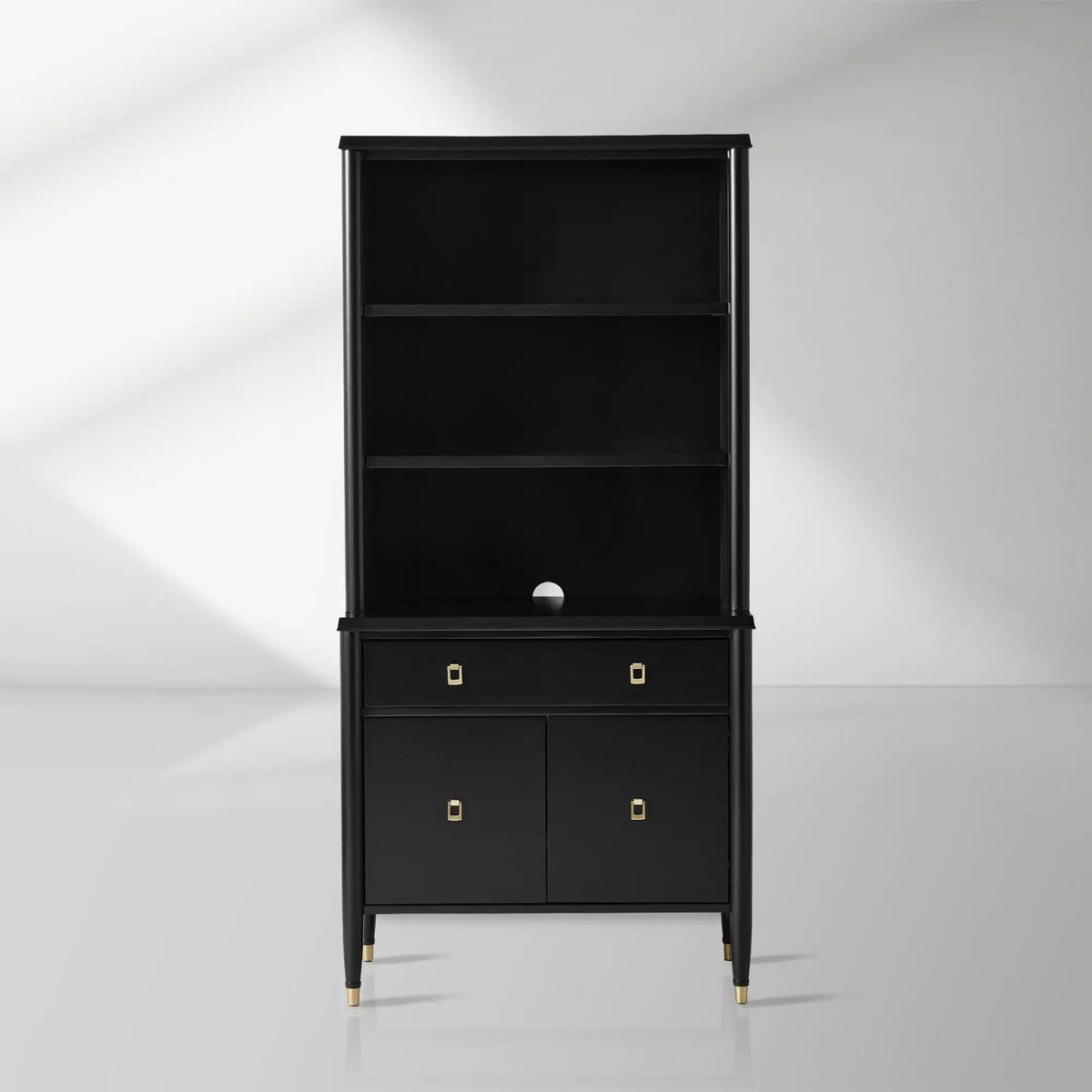 Lavenir French Open-Top Hutch Display Tall Cabinet Wood Dining Sideboard with Concealed Storage Base Cabinet