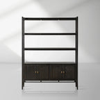 Brock Offenes Bücherregal, Mid-Century-Bücherregal aus Holz, Wohnzimmer-Ausstellungsregal mit Schublade