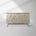 Champagner Geometrisches Finish Buffet Sideboard Luxuriöser Dreitüriger Eingangsschrank