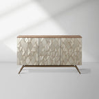 Champagner Geometrisches Finish Buffet Sideboard Luxuriöser Dreitüriger Eingangsschrank