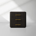 Table de chevet Finnley Wood avec placage de chêne, meuble de chambre à coucher, 3 tiroirs
