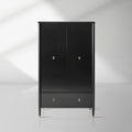 Armoire de chambre française Lavenir, noire brillante, meuble d'entrée avec tiroir