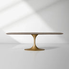 Table de salle à manger Aero avec plateau en marbre et piètement en acier Launette, table de salle à manger de luxe de style tulipe
