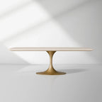 Table de salle à manger Aero avec plateau en marbre et piètement en acier Launette, table de salle à manger de luxe de style tulipe