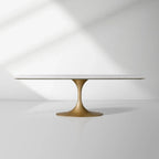 Table de salle à manger Aero avec plateau en marbre et piètement en acier Launette, table de salle à manger de luxe de style tulipe