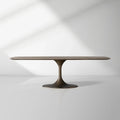 Table de salle à manger Aero avec plateau en marbre et piètement en acier Launette, table de salle à manger de luxe de style tulipe
