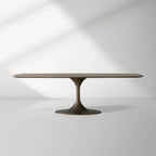 Table de salle à manger Aero avec plateau en marbre et piètement en acier Launette, table de salle à manger de luxe de style tulipe