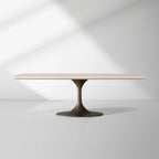 Table de salle à manger Aero avec plateau en marbre et piètement en acier Launette, table de salle à manger de luxe de style tulipe