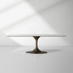 Table de salle à manger Aero avec plateau en marbre et piètement en acier Launette, table de salle à manger de luxe de style tulipe