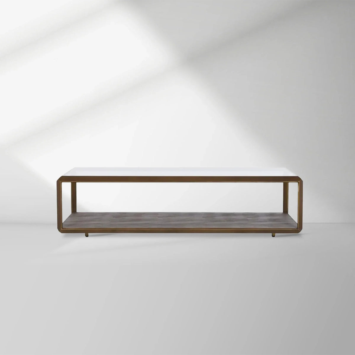 Max Rectangular Glass Coffee Table Faux Shagreen Center Tea Table