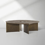 Bowie Coffee Table with Hammered Cast Aluminum Sofa Center Tea Table in Antiqued Bronze