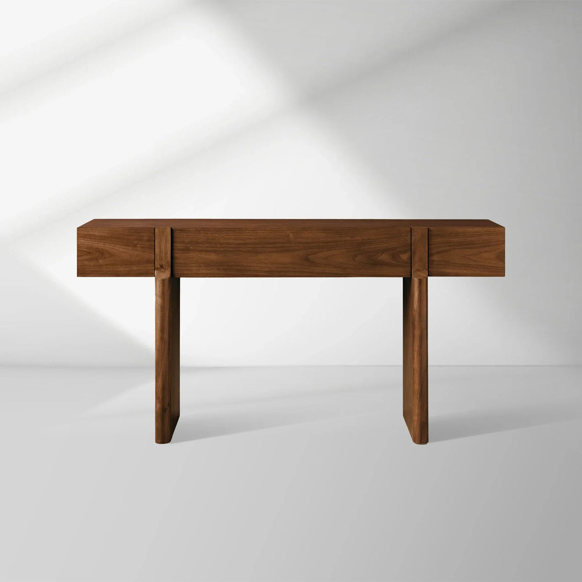 Console d'entrée Callan en bois de noyer massif, style rustique, pour couloir