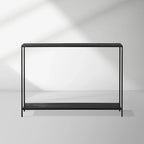 Kavali Slim Metal Entrance Console Table Solid Iron Frame Aluminum Surface Hallway Entryway Table