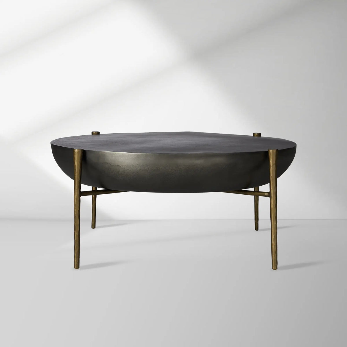 Donovan Coffee Table Cast Aluminum Metal Top Round Living Room Center Tea Table