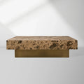 Table basse Zelie avec plateau en marbre Emperador et base en laiton brossé Table basse de salon de luxe