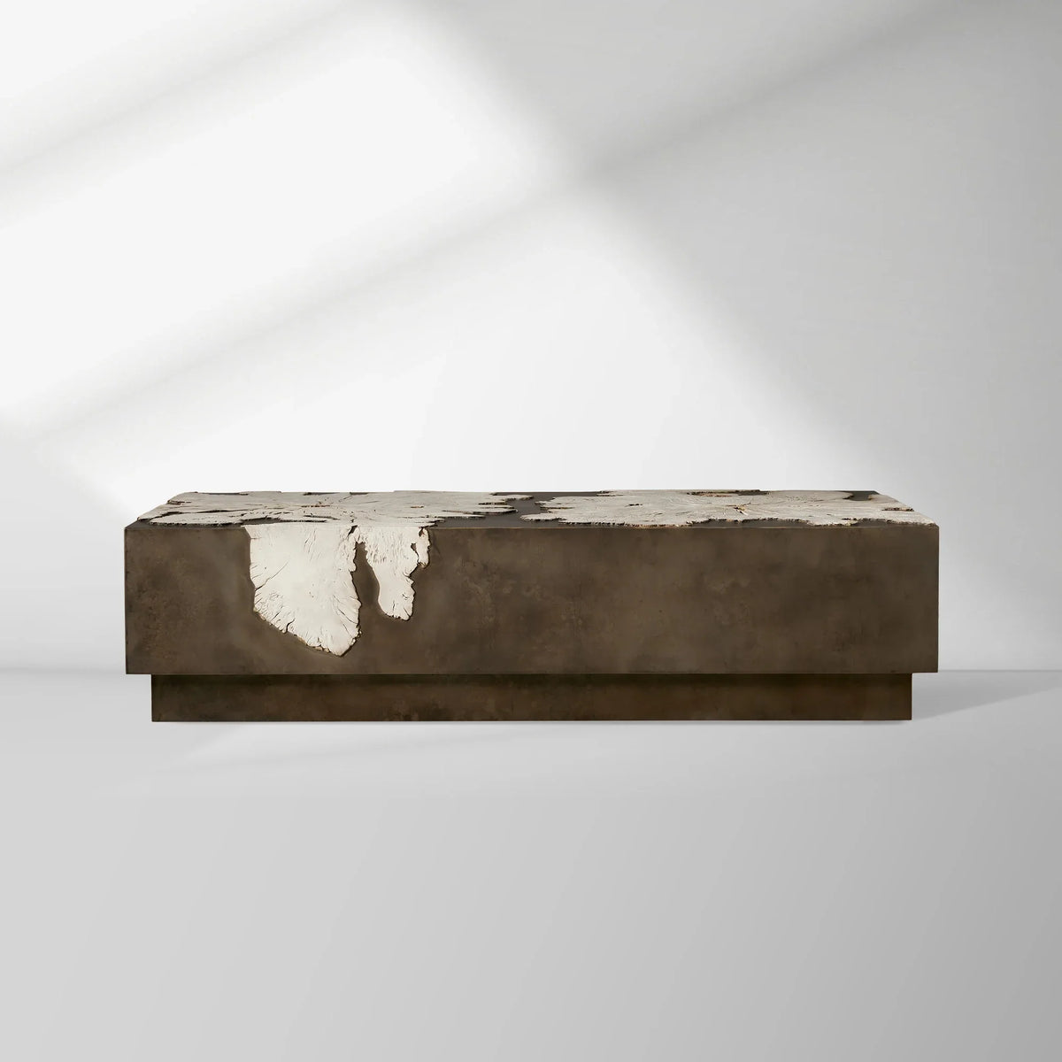 Obra Salvaged Burl Wood Coffee Table with Steel Base Living Room Centerpiece