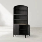Danny Wood Hohe Vitrine mit Marmorplatte, Eichen-Sideboard, Buffet-Aufbewahrungstisch, Küchenschrank
