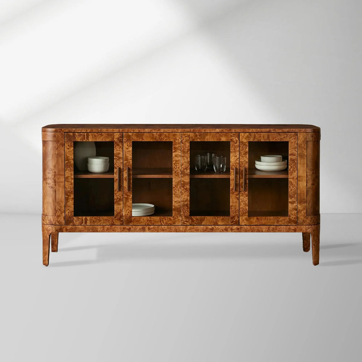 Mogadore Mappa Burl Bois Buffet Commodes Entrées Classiques Portes Vitrées Meuble TV Médias