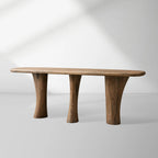 Soumaya Primavera Top Entryway Console Table Mahogany Legs Wood Organic Modernism Style Hallway Entrance Table