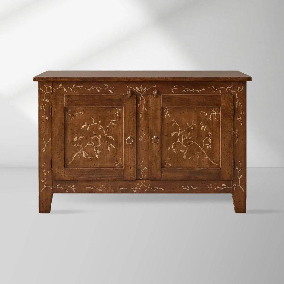 Stefania Pappelholz-Buffet-Sideboard mit handbemalten Blumen, Wohnzimmer- und Eingangsbereich-Schrank