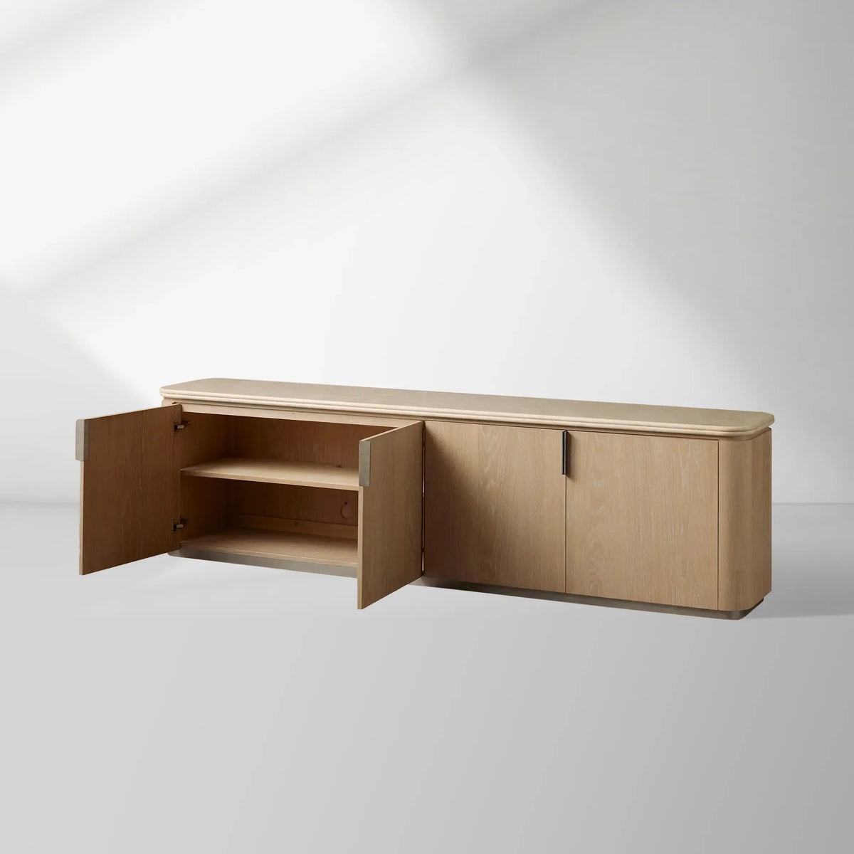 Caden Stone Top TV Stand Media Console Side Cabinet Television Storage Unit Wood Sideboard with 4-Door Modern Style