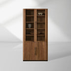 Piermont Glass Door Display Storage Cabinet Modern Bookcase Wood Tall Curio Cabinet Dining side China Cabinet