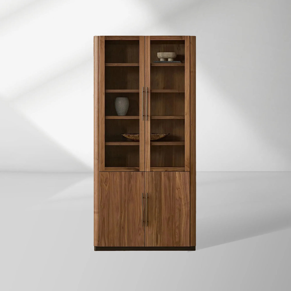 Piermont Glass Door Display Storage Cabinet Modern Bookcase Wood Tall Curio Cabinet Dining side China Cabinet