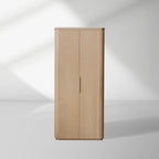 Armoire de rangement haute Caden avec portes en bois, en noyer, vitrine d'entrée ou de salle à manger.