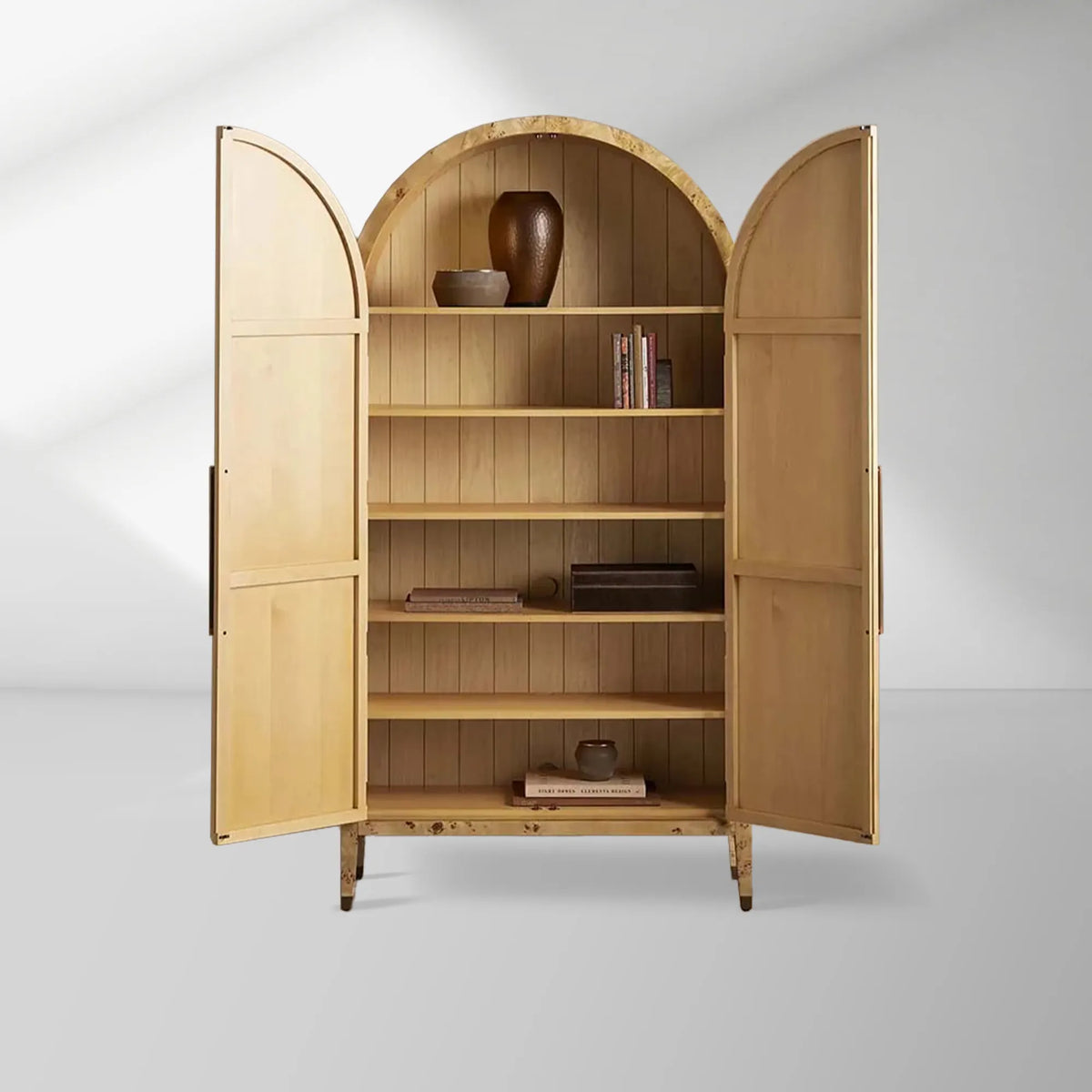 Hattie Burl Hoher Schrank Wohnzimmer Aufbewahrungsschrank aus natürlichem Holz 