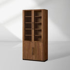 Piermont Glass Door Display Storage Cabinet Modern Bookcase Wood Tall Curio Cabinet Dining side China Cabinet