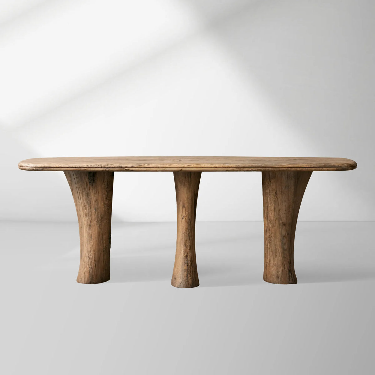 Soumaya Primavera Top Entryway Console Table Mahogany Legs Wood Organic Modernism Style Hallway Entrance Table