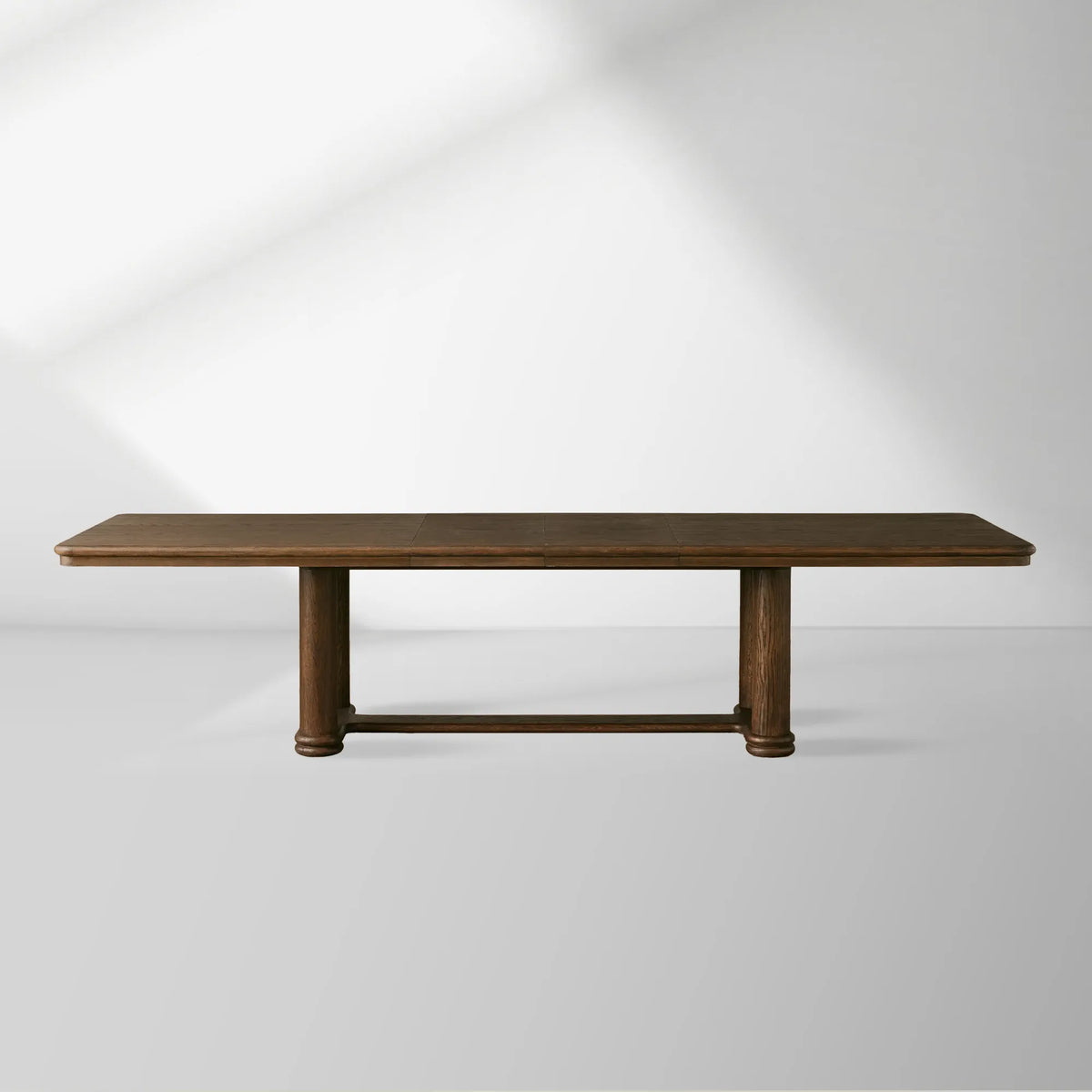 Warby Extension Dining Table with Solid Oak Wood Rectangular  Two 18" Leaves Mocha Finish