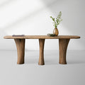 Soumaya Primavera Top Entryway Console Table Mahogany Legs Wood Organic Modernism Style Hallway Entrance Table