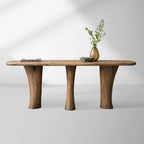 Soumaya Primavera Top Entryway Console Table Mahogany Legs Wood Organic Modernism Style Hallway Entrance Table