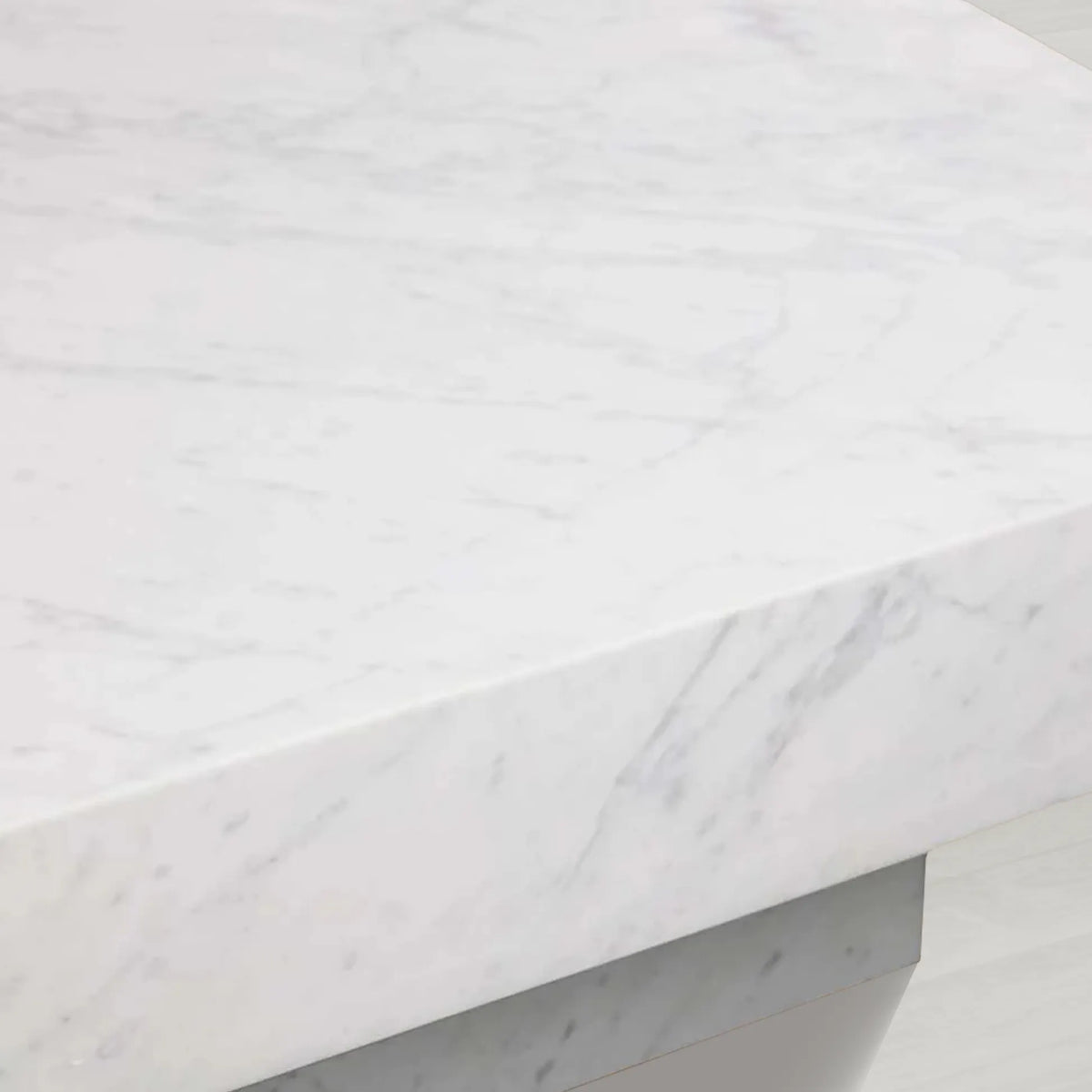 Cinzia Rectangle Stone Coffee Table with Natural Marble Top Plinth Base Sofa Center Tea Table