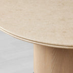 Caden Round Stone Top Dining Table Sculptural Walnut/Oak Base