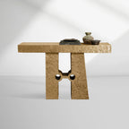 Table console d'entrée Sydney en aluminium sculptural, style sculptural moderne, table de couloir d'entrée