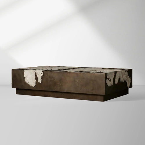 Table basse Obra Salvaged Burl avec bois de broussin Milpa et base en acier, table de centre de salon, table de cocktail