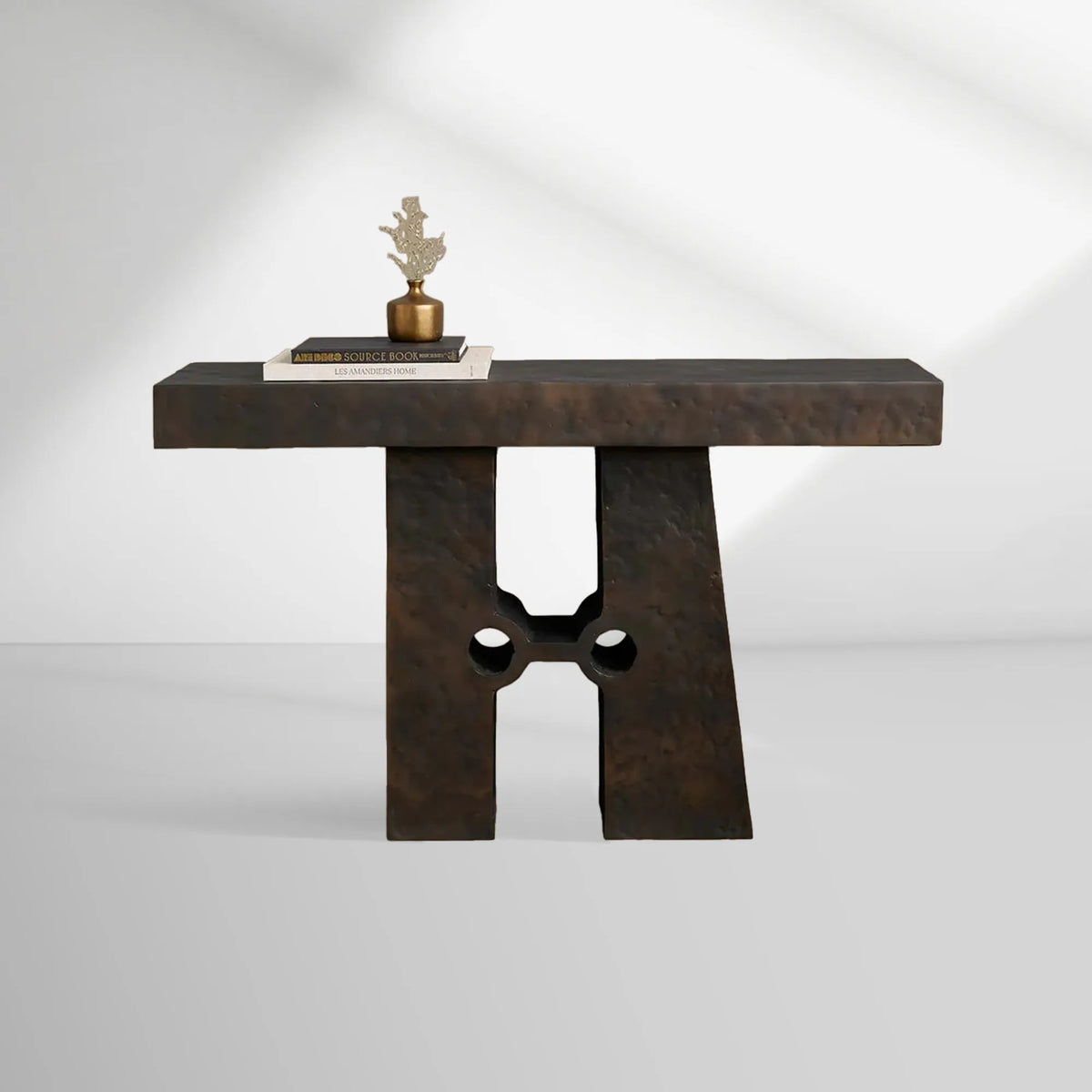 Table console d'entrée Sydney en aluminium sculptural, style sculptural moderne, table de couloir d'entrée