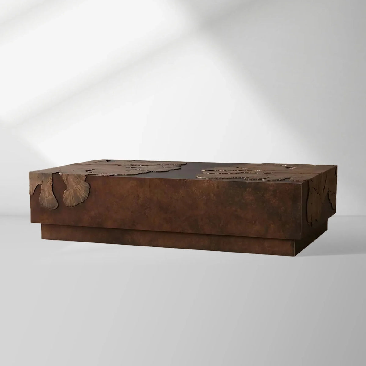 Obra Salvaged Burl Wood Coffee Table with Steel Base Living Room Centerpiece