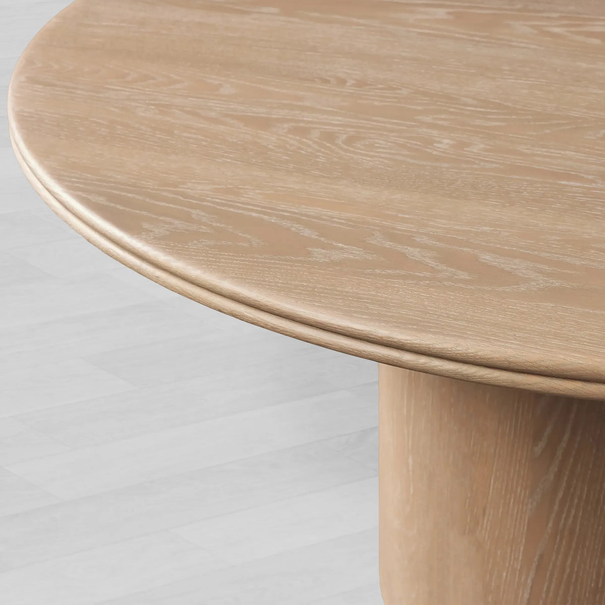 Caden Round Dining Table with Wooden Top Sculptural Base & Antiqued Metal Plinth