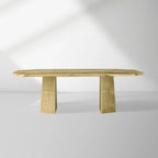 Table de salle à manger Zyra avec onyx vert olive et pierre massive