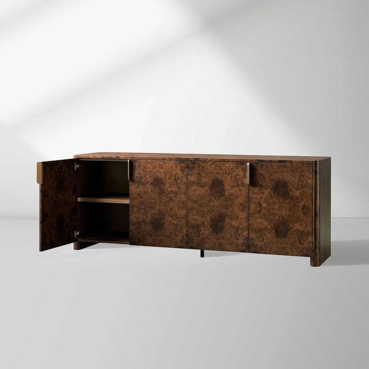 Morley Walnusswurzelholz-Buffet, Anrichte, Wohnzimmer-Medien-TV-Schrank, Holz-Eingangsschrank