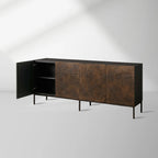 Theota Sunburst Muster Buffet Sideboard Teakholz Rustikaler Eingangsschrank